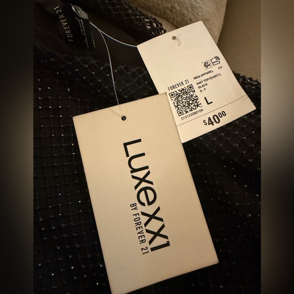 ๐ Forever 21 Luxe XX1 ~ Sparkly Black Mesh Blouse - Picture 16 of 17